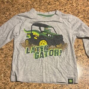John Deere Gray Long Sleeve Tee with Green and Yellow Design